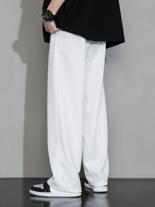 Men Drawstring Waist Straight Leg Pants - Lolli World Marketplace
