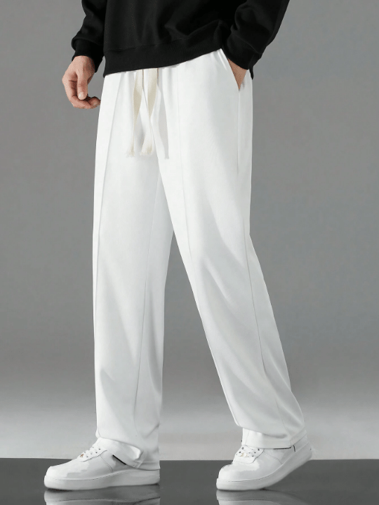 Men Drawstring Waist Straight Leg Pants - Lolli World Marketplace