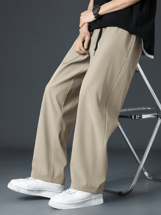 Men Drawstring Waist Straight Leg Pants - Lolli World Marketplace