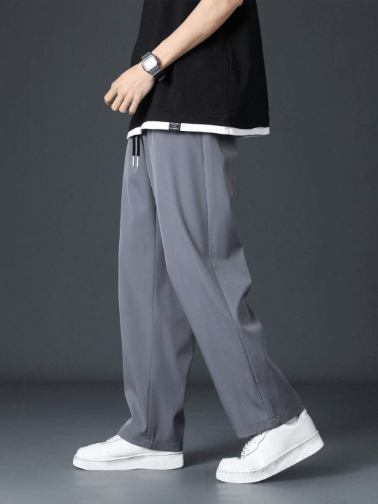 Men Drawstring Waist Straight Leg Pants - Lolli World Marketplace