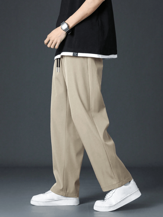 Men Drawstring Waist Straight Leg Pants - Lolli World Marketplace