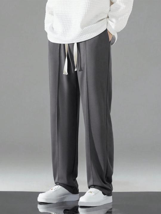 Men Drawstring Waist Straight Leg Pants - Lolli World Marketplace
