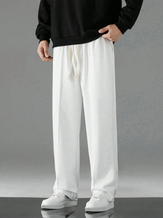 Men Drawstring Waist Straight Leg Pants - Lolli World Marketplace