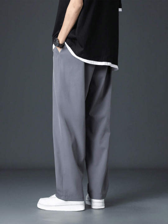 Men Drawstring Waist Straight Leg Pants - Lolli World Marketplace