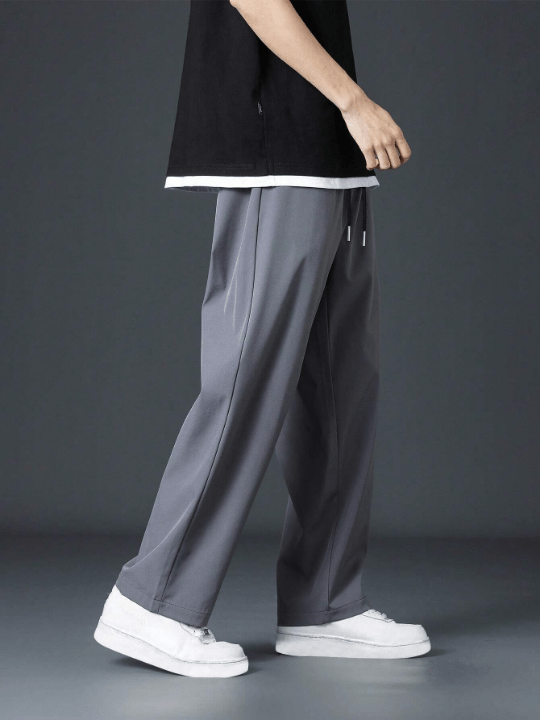 Men Drawstring Waist Straight Leg Pants - Lolli World Marketplace