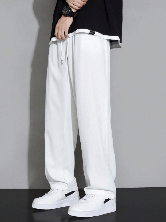 Men Drawstring Waist Straight Leg Pants - Lolli World Marketplace