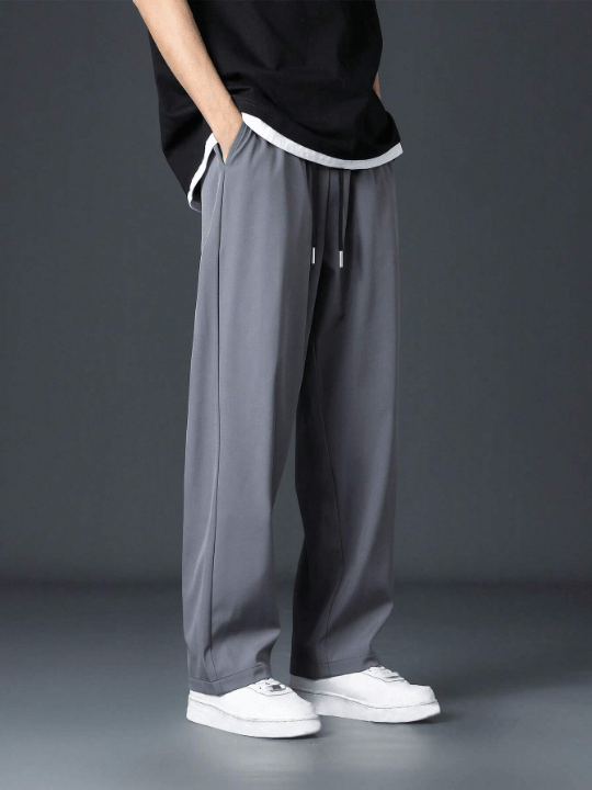 Men Drawstring Waist Straight Leg Pants - Lolli World Marketplace