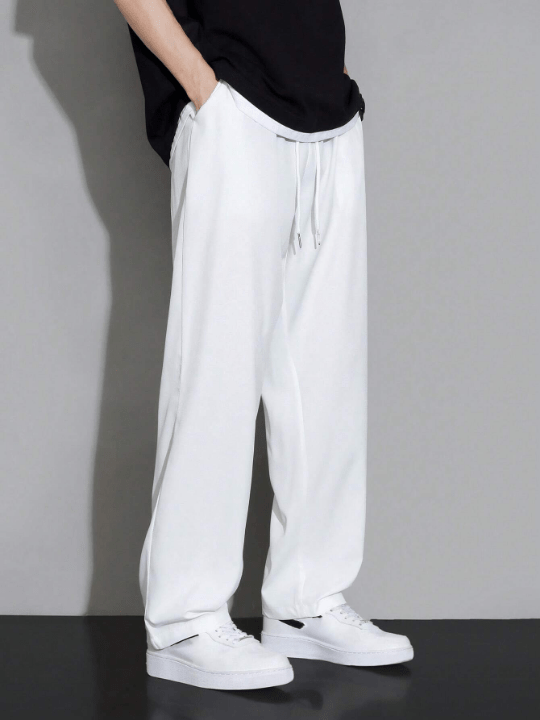 Men Drawstring Waist Straight Leg Pants - Lolli World Marketplace