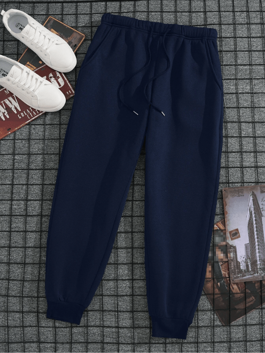 Men Drawstring Waist Thermal Lined Sweatpants - Lolli World Marketplace