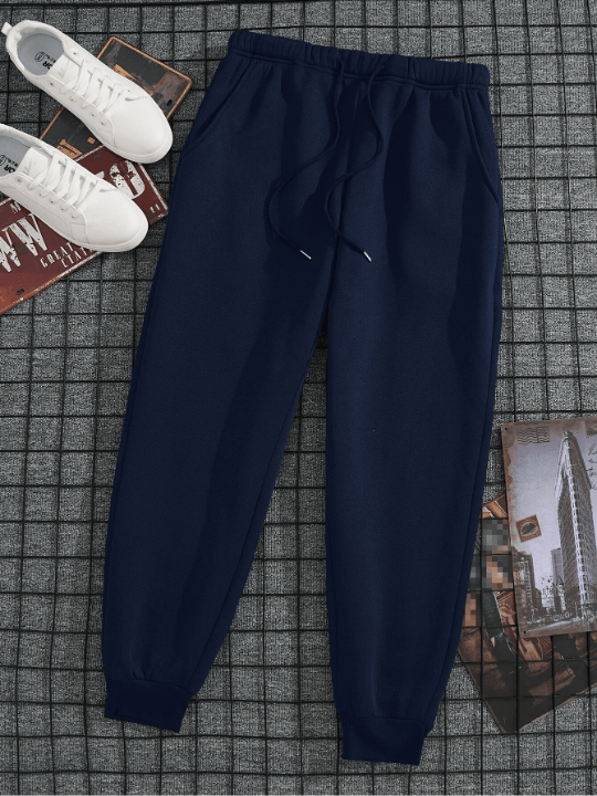 Men Drawstring Waist Thermal Lined Sweatpants - Lolli World Marketplace