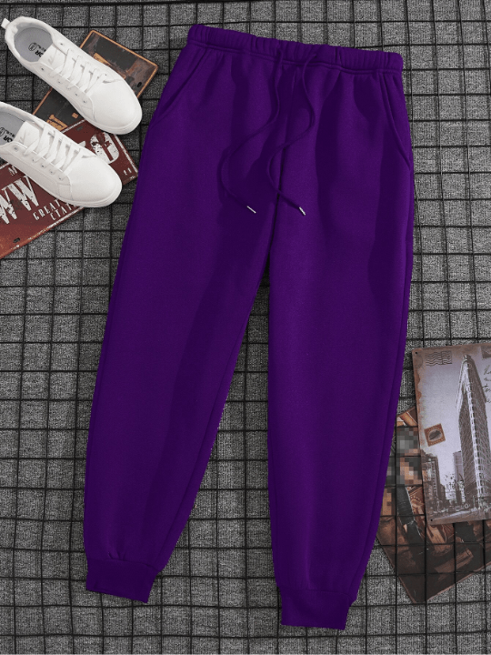 Men Drawstring Waist Thermal Lined Sweatpants - Lolli World Marketplace