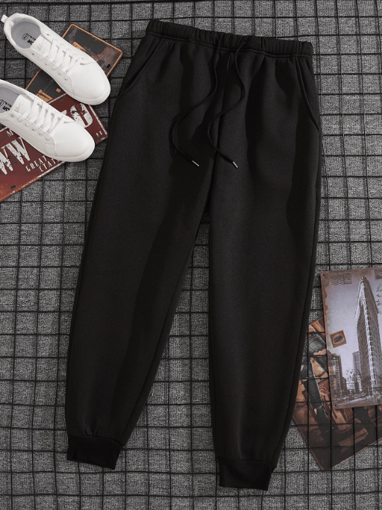 Men Drawstring Waist Thermal Lined Sweatpants - Lolli World Marketplace