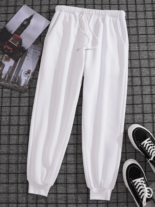 Men Drawstring Waist Thermal Lined Sweatpants - Lolli World Marketplace