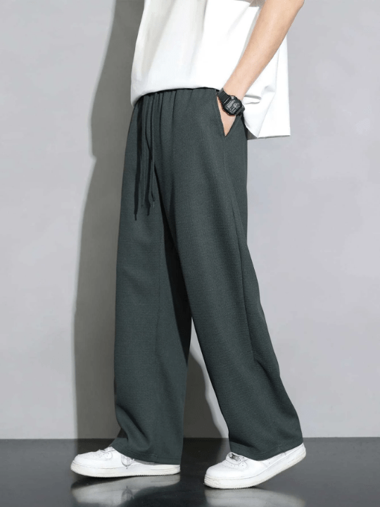 Men Drawstring Waist Wide Leg Pants - Lolli World Marketplace