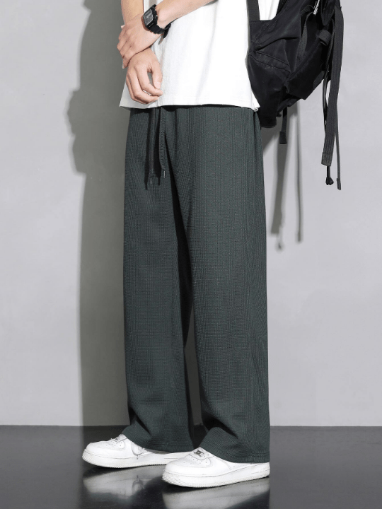 Men Drawstring Waist Wide Leg Pants - Lolli World Marketplace