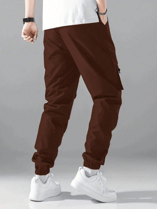 Men Letter Graphic Drawstring Waist Cargo Pants - Lolli World Marketplace
