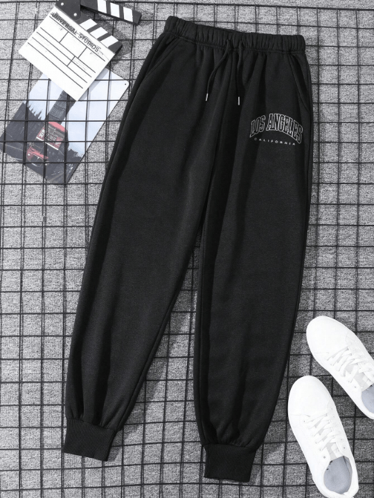 Men Letter Graphic Drawstring Waist Sweatpants - Lolli World Marketplace