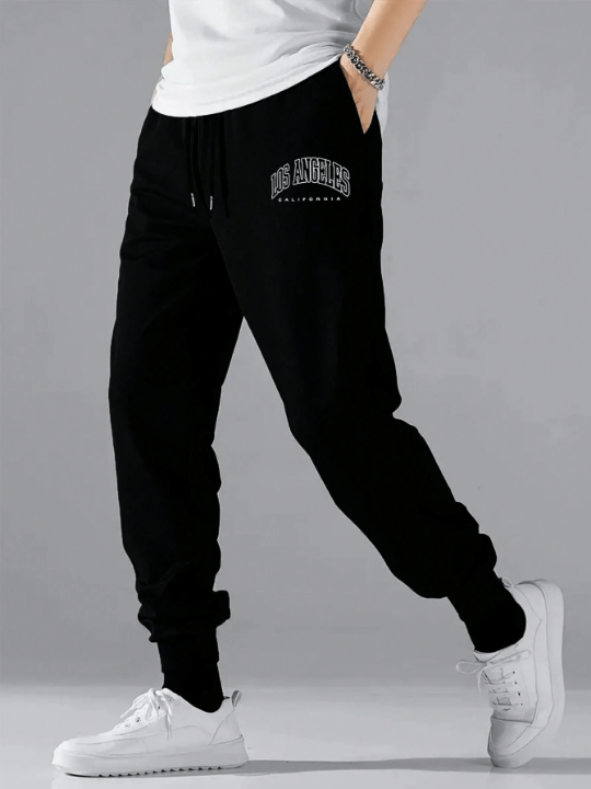 Men Letter Graphic Drawstring Waist Sweatpants - Lolli World Marketplace