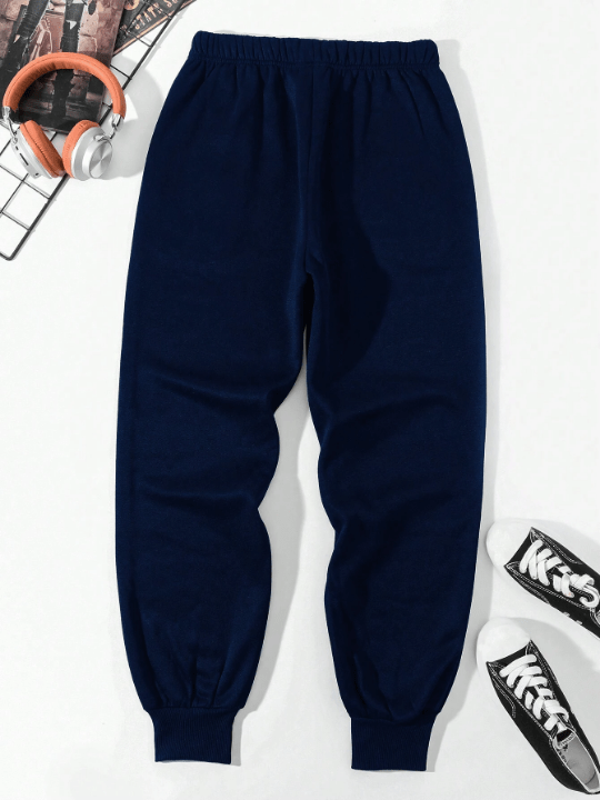 Men Solid Drawstring Waist Pants - Lolli World Marketplace