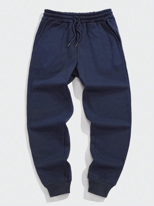 Men Solid Drawstring Waist Sweatpants - Lolli World Marketplace