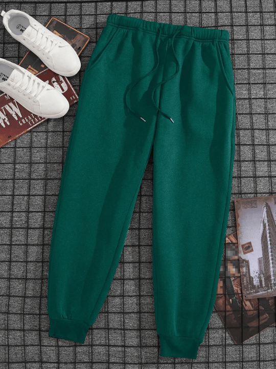 Men Solid Drawstring Waist Sweatpants - Lolli World Marketplace