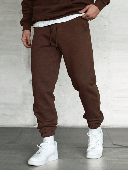 Men Solid Drawstring Waist Sweatpants - Lolli World Marketplace