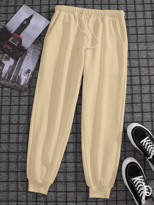 Men Solid Drawstring Waist Sweatpants - Lolli World Marketplace