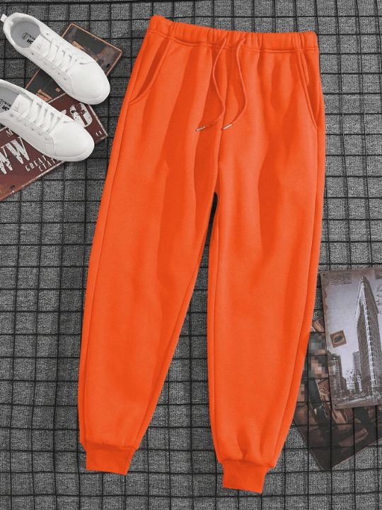 Men Solid Drawstring Waist Sweatpants - Lolli World Marketplace
