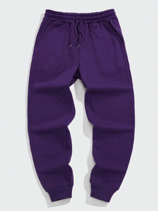 Men Solid Drawstring Waist Sweatpants - Lolli World Marketplace
