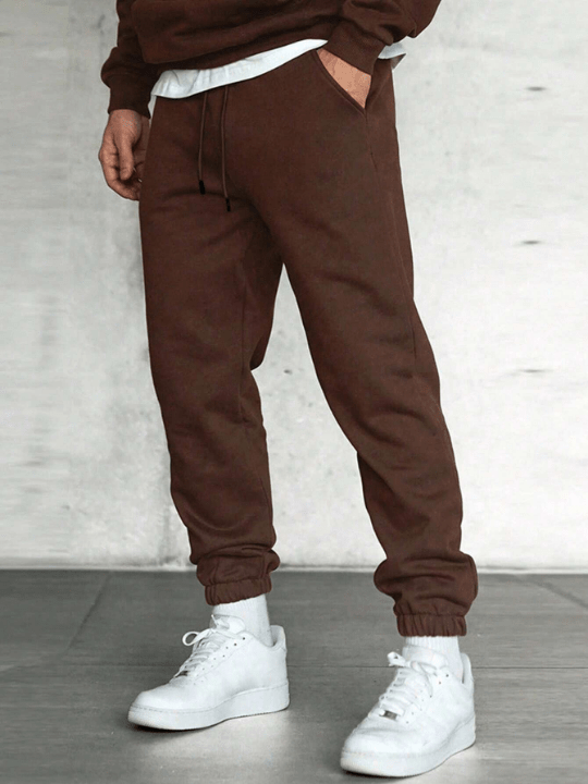 Men Solid Drawstring Waist Sweatpants - Lolli World Marketplace