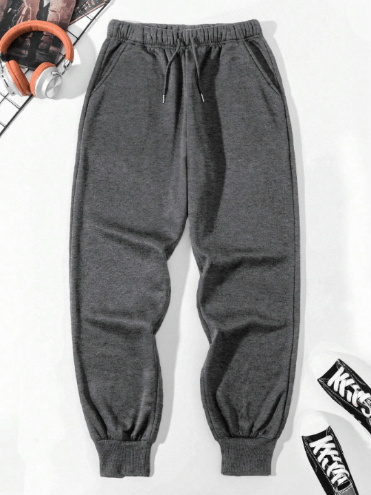 Men Solid Slant Pocket Drawstring Waist Pants - Lolli World Marketplace