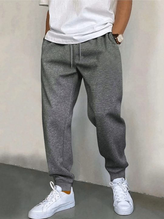Men Solid Slant Pocket Drawstring Waist Pants - Lolli World Marketplace