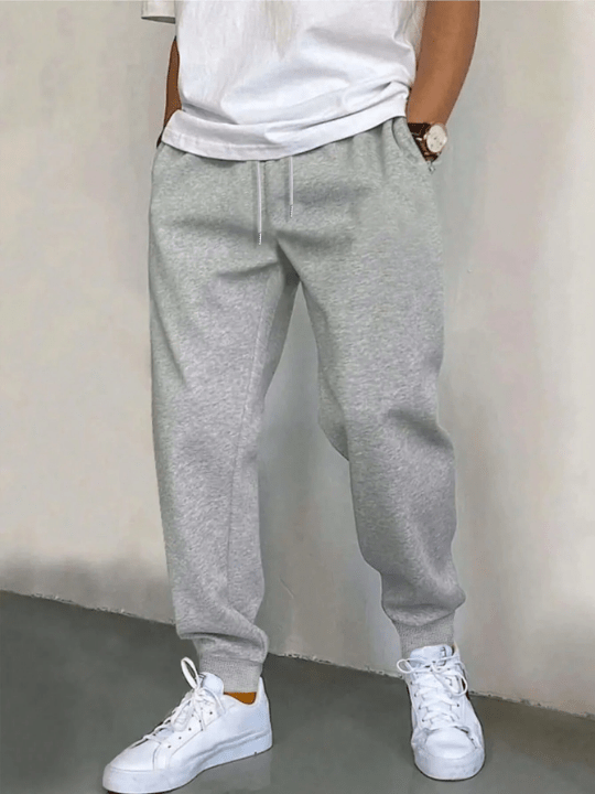 Men Solid Slant Pocket Drawstring Waist Pants - Lolli World Marketplace