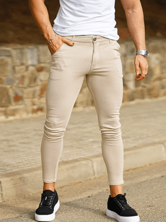 Men Solid Slant Pocket Skinny Pants - Lolli World Marketplace