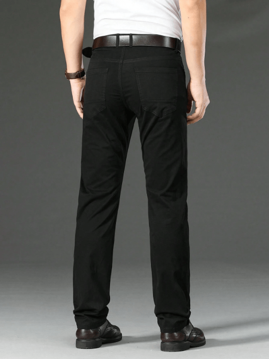 Men's Solid Color Casual Trousers With Diagonal Pockets - Lolli World Marketplace