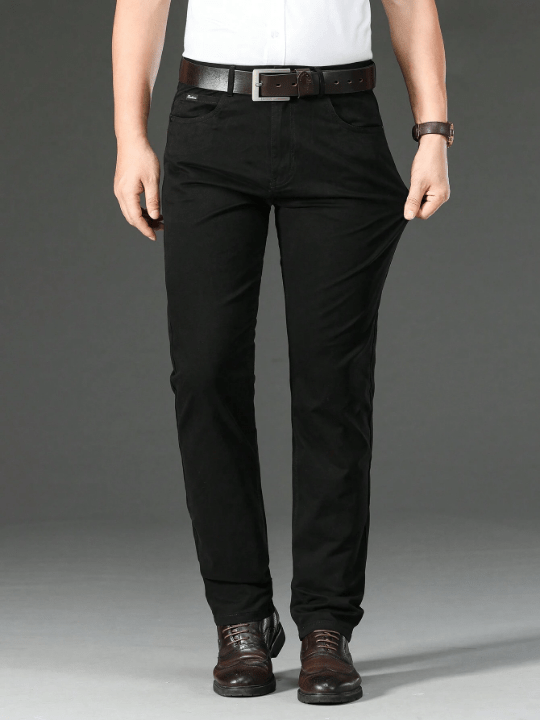 Men's Solid Color Casual Trousers With Diagonal Pockets - Lolli World Marketplace
