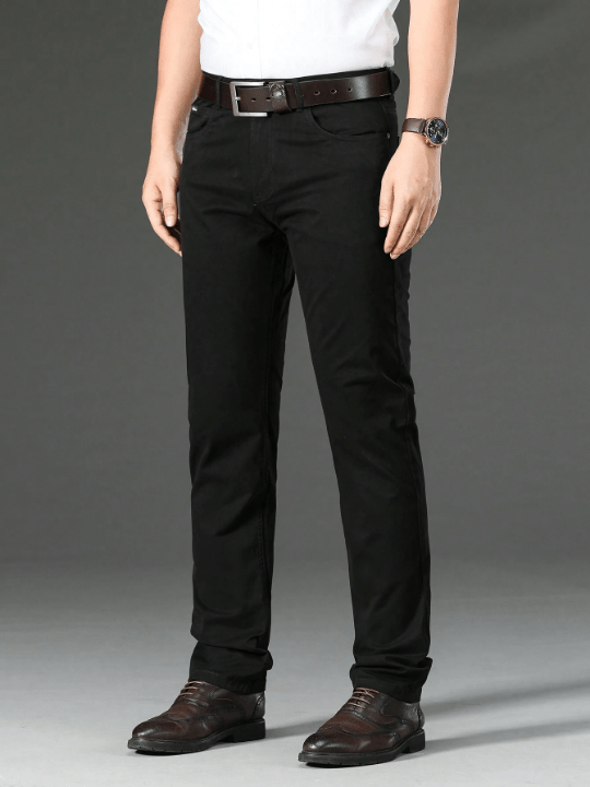 Men's Solid Color Casual Trousers With Diagonal Pockets - Lolli World Marketplace