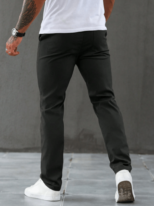 Men's Solid Color Drawstring Slim Fit Long Pants - Lolli World Marketplace
