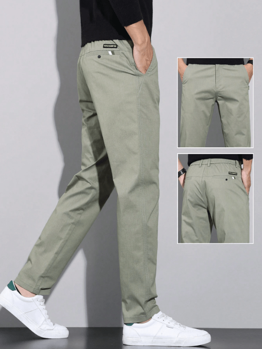 Men's Solid Color Letter Print Pocket Pants - Lolli World Marketplace