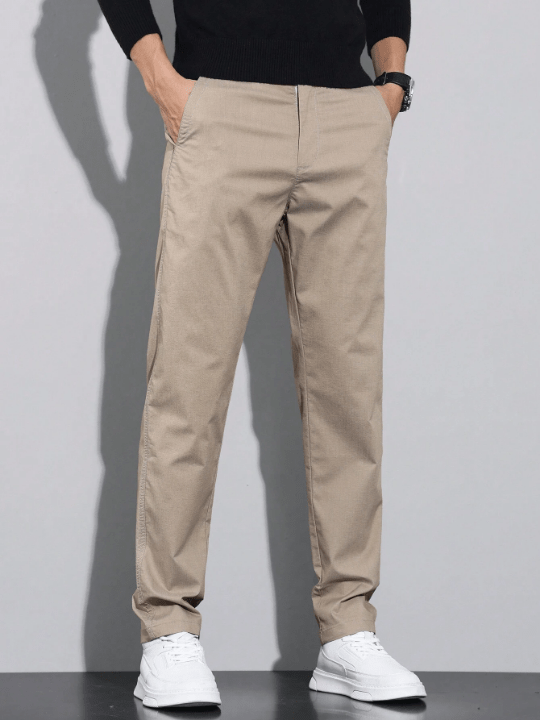 Men's Solid Color Plaid Detail Tapered Pants - Lolli World Marketplace