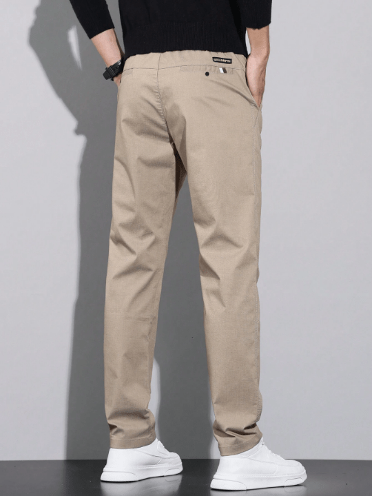 Men's Solid Color Plaid Detail Tapered Pants - Lolli World Marketplace