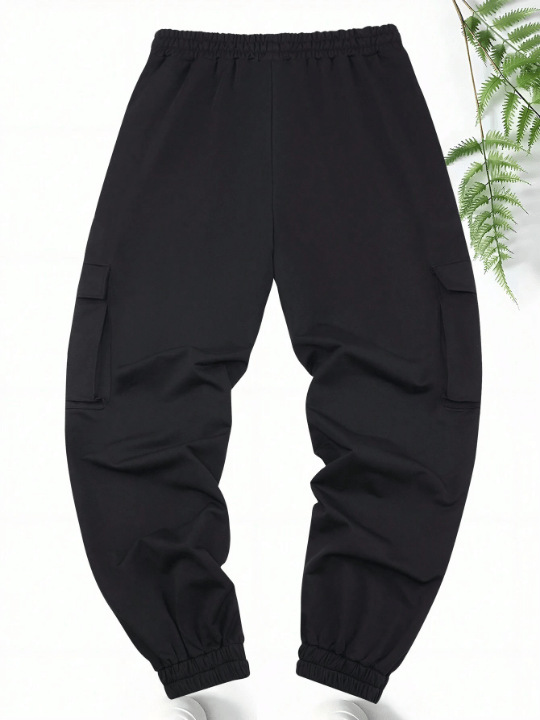 Men's Spring/Fall Trendy Letter Print Drawstring Waistband Cargo Sweatpants - Lolli World Marketplace