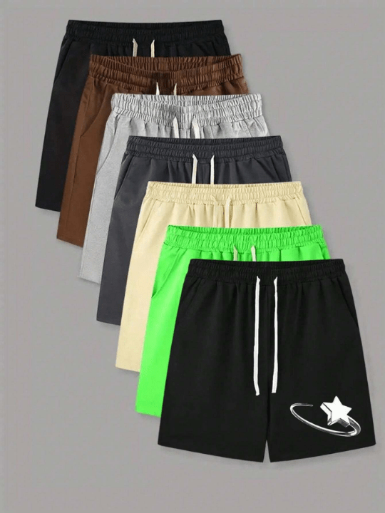 Men'S Star Pattern Printed Drawstring Waist Shorts - Lolli World Marketplace