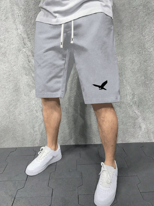 Men's Summer Regular Fit Drawstring Waist Fashionable Flying Bird Pattern Printed Casual Shorts - Lolli World Marketplace