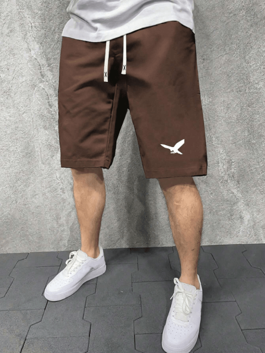 Men's Summer Stylish Drawstring Waist Shorts With Flying Bird Print For Casual Look - Lolli World Marketplace