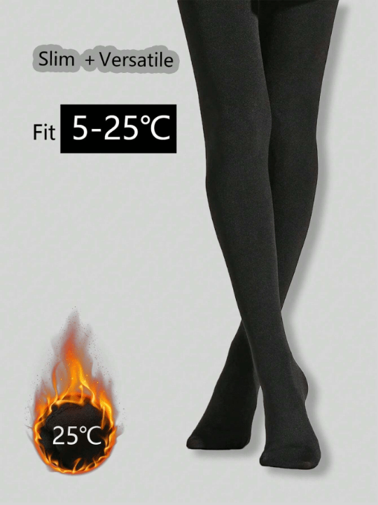 Minimalist Solid Plush Lined Faux Transparent Fleece Lined Tights - Lolli World Marketplace