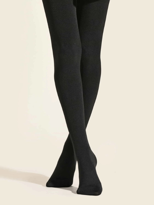 Minimalist Solid Plush Lined Faux Transparent Fleece Lined Tights - Lolli World Marketplace
