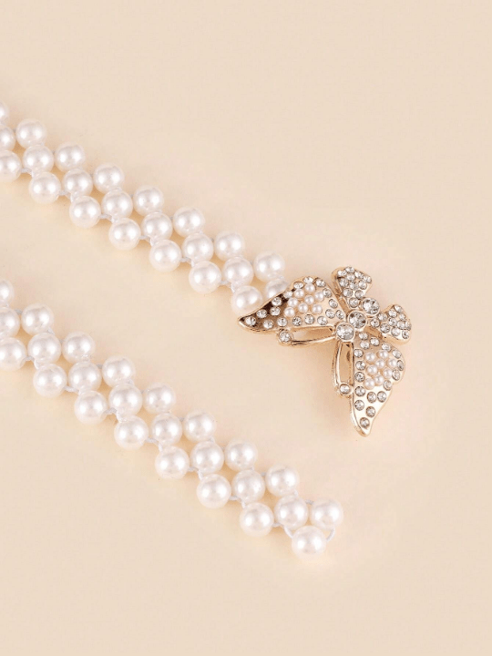New Arrival Women's Rhinestone Belt With Butterfly Buckle & Pearl Strap For Dress Decoration - Lolli World Marketplace