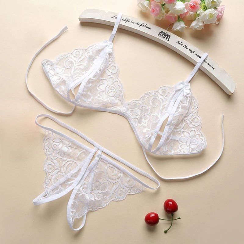 New Sexy Exotic Nighty Sets Women Lingerie 6pcs Bra And Panty Garters See Through Lingerie Sets Lace Exotic Costumes Pajama Sets
