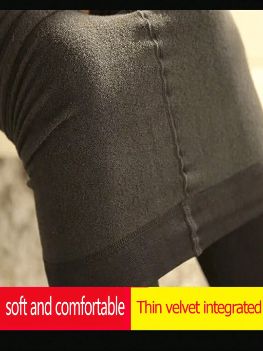 Plus Size, Ultra Soft And Thick Velvet Leggings For Women's Big Thigh, High Waist, Suitable For 80 - 250kg, For Winter, Spring & Autumn, Footed Or Footless, Premium Quality, Comfortable And Warm For Pregnant Women - Lolli World Marketplace
